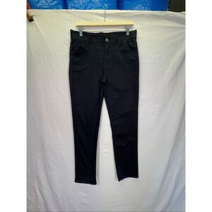 Ikka Stretch Flat Front Slim Fit Cropped Pants Dark Wash Black Size Medium